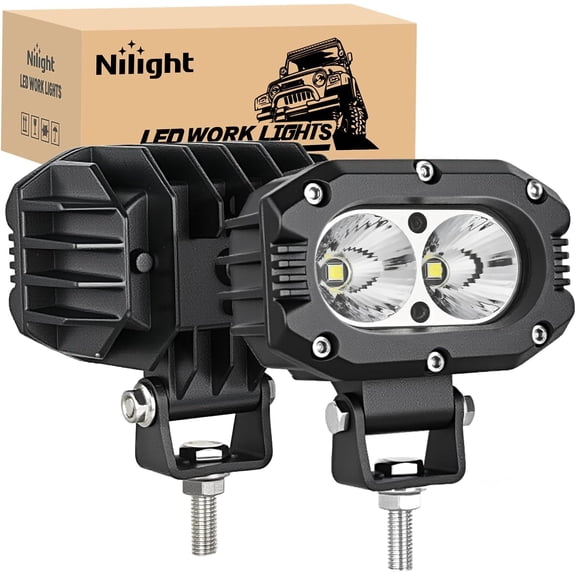 Nilight LED Pod Light 24W 4 Inch 2PCS White Flood Beam Driving Lights LED Pods IP67 Waterproof Auxiliary Offroad Lighting for Truck SUV ATV UTV Golf Cart Boat Motorcycle Dirt Bike