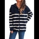 thumbnail image 2 of Suéteres de Larga con Bloques de Color para Mujer, Blusas A Rayas, Cárdigan de Punto con Botones y Abertura Frontal, Abrigos y Chaquetas. Azul Marino M, 2 of 10