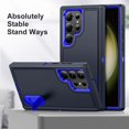 thumbnail image 3 of Allytech Rugged Case Compatible with Samsung Galaxy S22 Ultra with Hidden Kickstand, [Military Grade Drop Protection] Soft TPU Hard PC Bumper Non-Slip Shockproof Full Protective Case, Blue+Navy, 3 of 8
