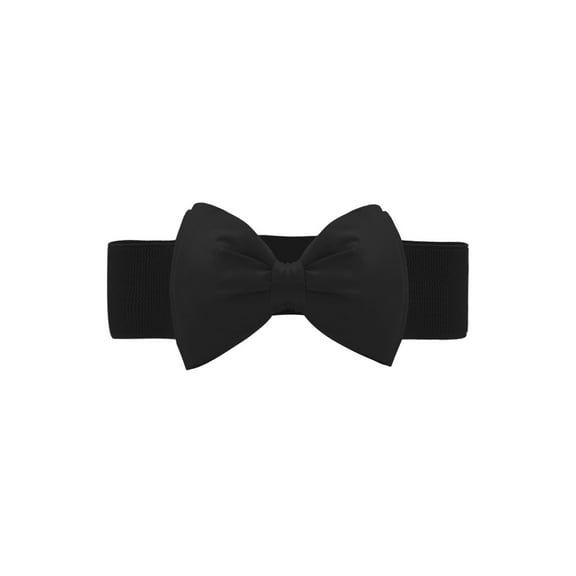 INSPIRE CHIC Women's Bowknot Elastic Belts, 2.4" Width Elegant Cute Stretchy Cinch Waistband for Dress Wedding 24 - 32" Black