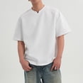 thumbnail image 4 of Styesk T-Shirts pour Homme Chemise Décontractée Unie Concise à Manches Courtes à Col en V, 4 of 7