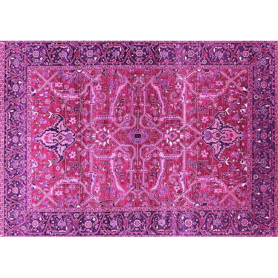 Ahgly Company Indoor Rectangle Oriental Pink Industrial Area Rugs, 8' x 10'
