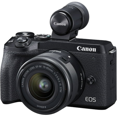 Canon EOS M6 Mark II Mirrorless Digital Camera w/ 15-45mm Lens & EVF-DC2 Viewfinder (Black)