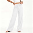 thumbnail image 2 of Wlynlyn Women's Wide Leg Pants Summer Cotton Linen Loose Casual Vacation Palazzo Trousers with Pockets Spring Clothes(X-Large,White), 2 of 9