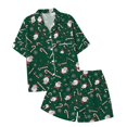 thumbnail image 2 of FASHOFT Christmas Pajamas for Women Set Cute Santa Claus Printing Pjs Long Sleeve Button up Shirts 2 Piece Sleepwear Satin Soft Holiday Loungewear XXL, 2 of 5