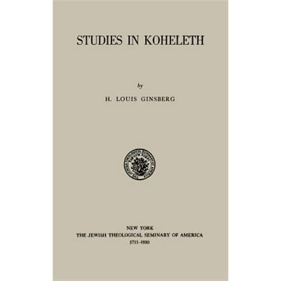 Studies in Kohelet (Paperback) by H Louis Ginsberg