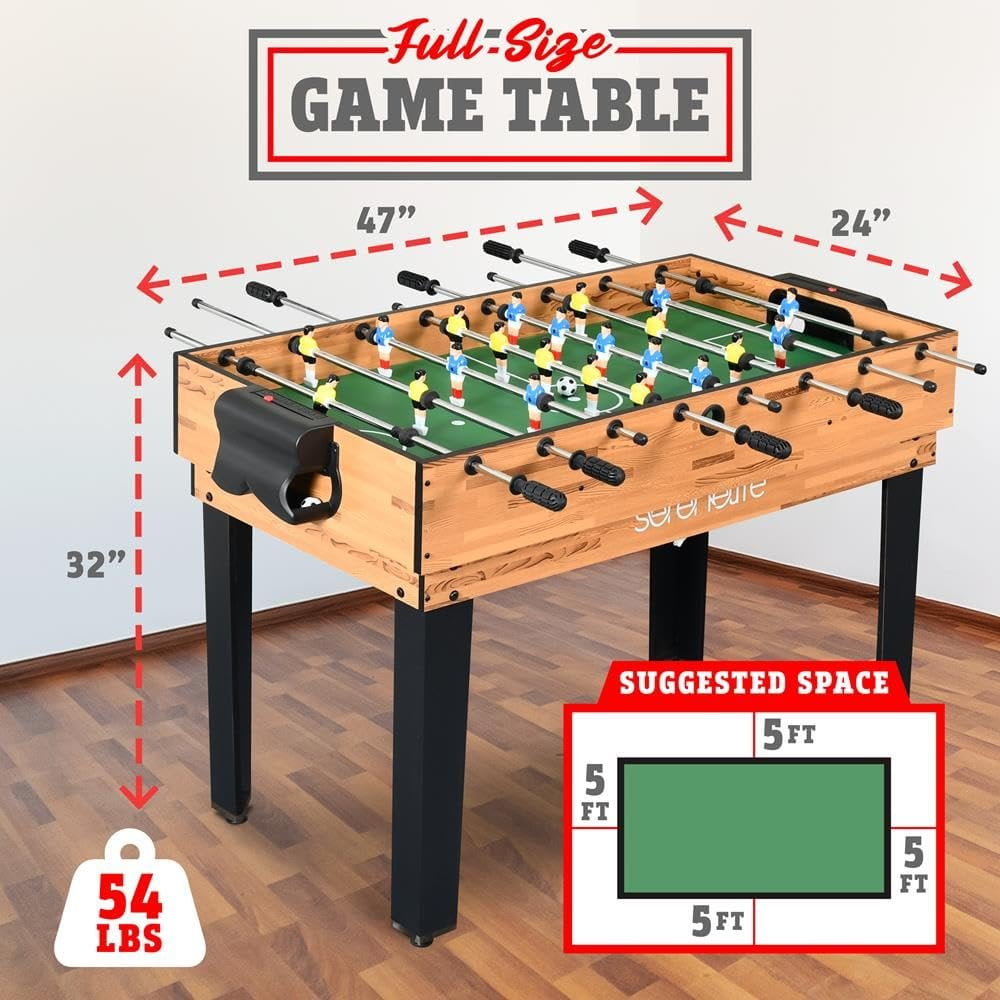 4in1 Multi Game Table, 48" Sports Arcade with Accessories, Ping Pong, Air Hockey, Pool Billiards, Soccer Foosball All in One, for Indoor and Outdoor, Family, Kids and Adults