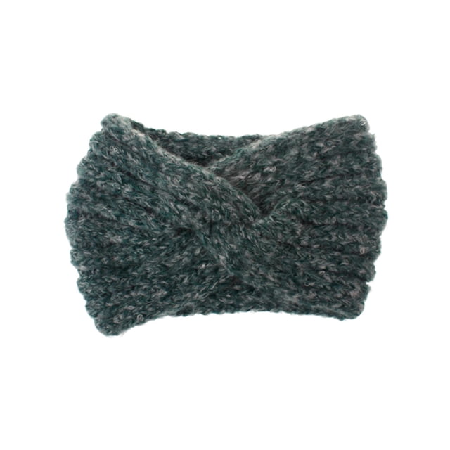 GOOHOCHY Diadema de hilo de lana, aros de pelo de punto, diadema cruzada, accesorios para el cabello, diadema de moda para mujer, verde