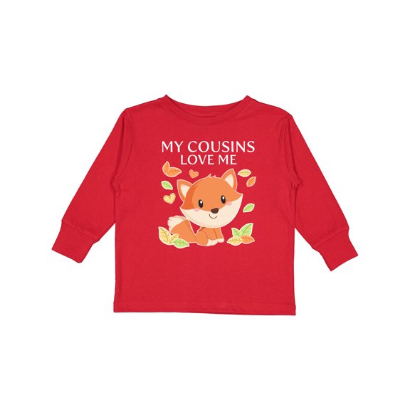 Inktastic My Cousins Love Me- Little Fox Boys or Girls Long Sleeve Toddler T-Shirt