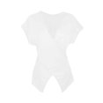 thumbnail image 4 of Wang6 Womens V Neck T Shirts Trendy Summer Short Sleeve Loose Fit Tops Causal Cross Neck Solid Tees Shirts 0625LiWhite XL, 4 of 4