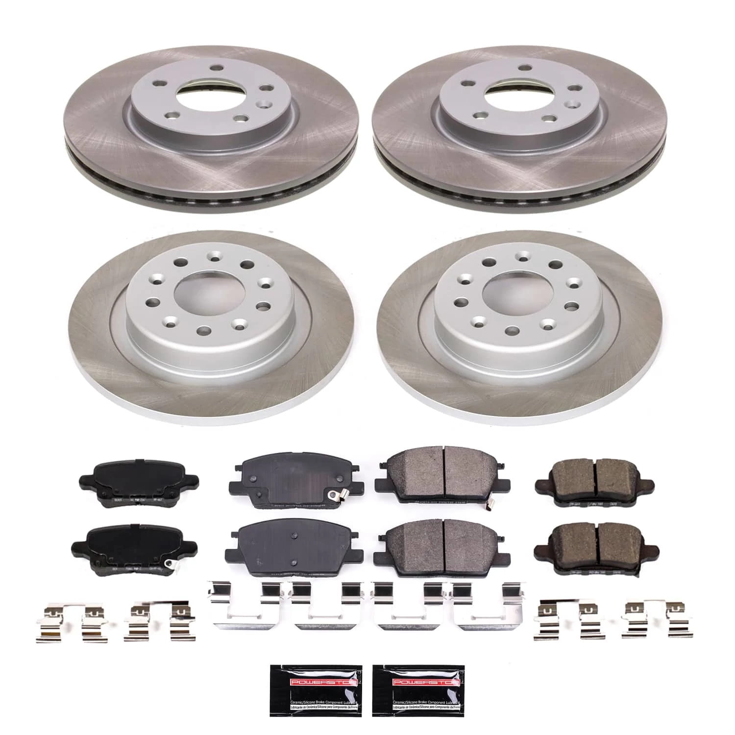 PowerStop Front and Rear Semi-Coated Rotor and Low-Dust Ceramic Brake Pad Kit SC7564