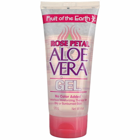 Gel de aloe vera Fruit of the Earth 100% con pétalos de rosa, 177 ml