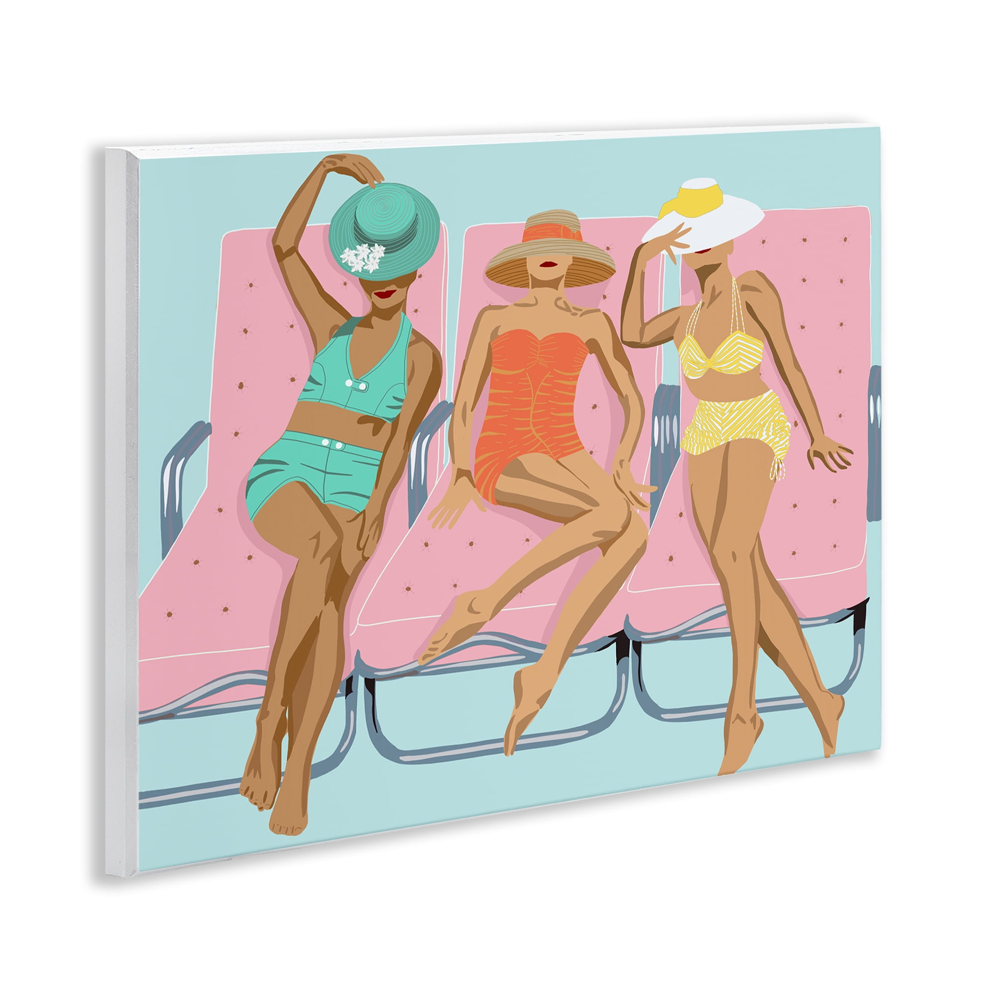 Stupell Industries Glam Beach Friends Novelty Painting Unframed Art Print Wall Art, 14 x 11