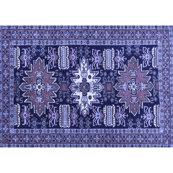 Ahgly Company Indoor Rectangle Persian Blue Traditional Area Rugs, 5' x 7'