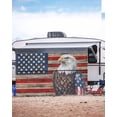 thumbnail image 5 of 4th of July RV Awning Sun Shade Screen 9'X15.3' Patriotic Eagle USA Flag Mesh Sunscreen Red White and Blue Wood Awning Shade Screen with Zipper UV Blocker Completed Kits for RV Motorhome Camper, 5 of 7