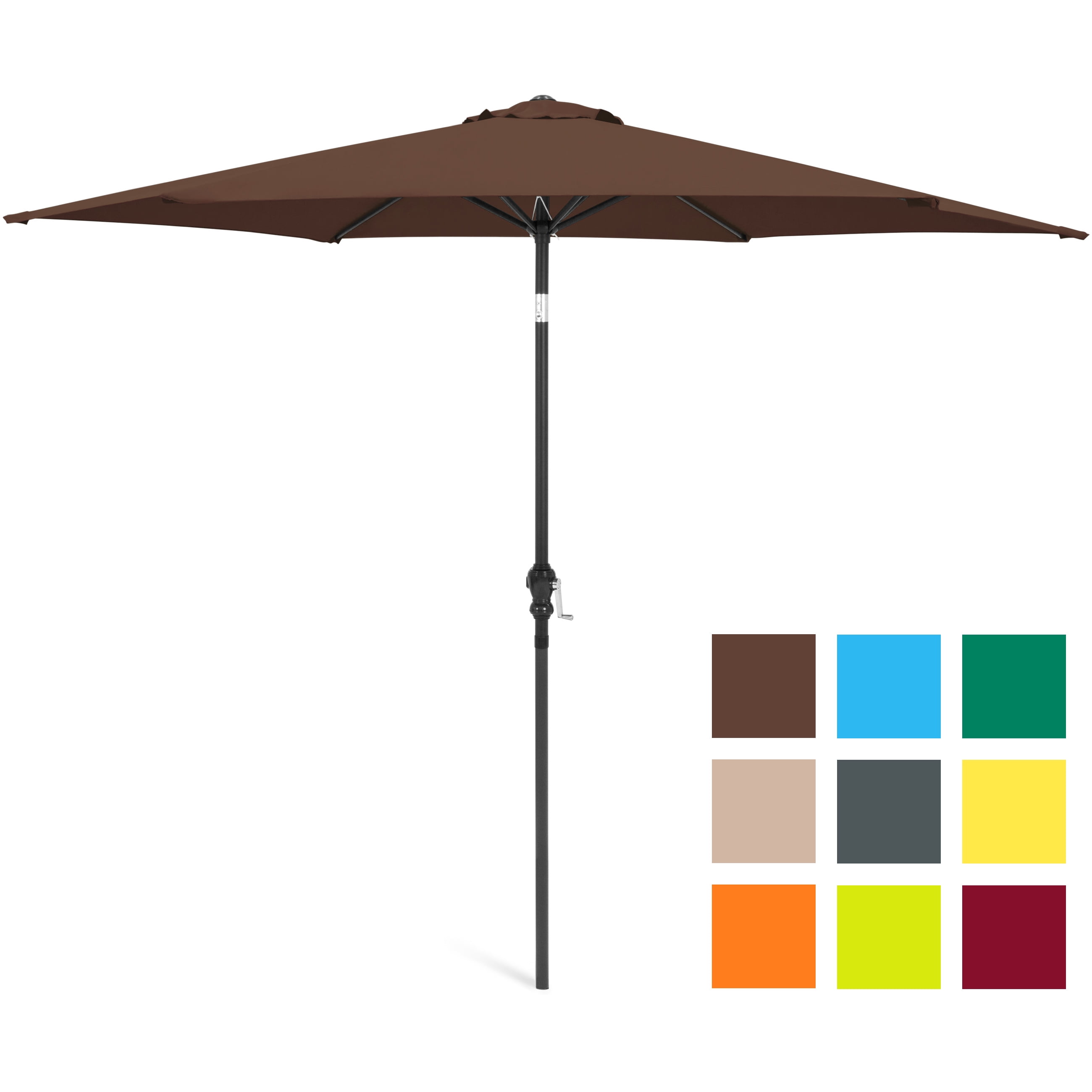 Best Choice Products 10-foot Outdoor Table Compatible Steel Polyester Market Patio Umbrella with Crank and Easy Push Button Tilt, Brown