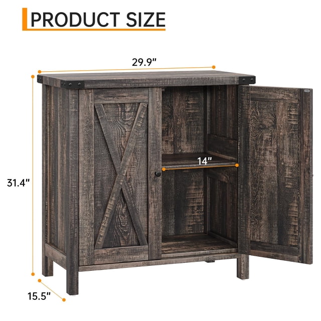 Kojooin Coffee Bar Cabinet with Storage, 30 Inch Farmhouse Kitchen Storage Cabinet with 2 Barn Doors