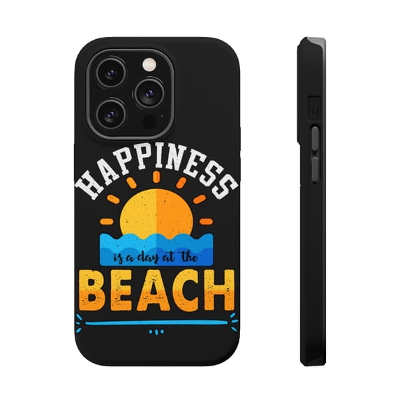 DistinctInk Tough Case for Apple iPhone 15 PRO (6.1" Screen), Compatible with MagSafe Charging - Happiness Is A Day At The Beach
