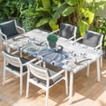 thumbnail image 2 of Thanksgiving Fall Table Cloths for 3 Foot Rectangle Tables, Blue White Pumpkin Leaves Wooden Grain Patio Waterproof Elastic Fitted Tablecloths, Washable Rectangular Table Cover for Camping, 2 of 8