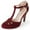 Burgundy Vegan Suede, variant on J. Adams Pepper Mary Janes - Vintage Cutout Low Nude Kitten Heel Retro Unique Strap Pumps