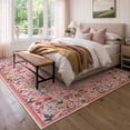 thumbnail image 3 of Wonnitar 8x10 Floral Living Room Rug,Washable Pink Rugs for Girls Bedroom, Soft Low Pile Area Rug, Non-Slip Throw Carpet for Nursery Playroom, 3 of 11