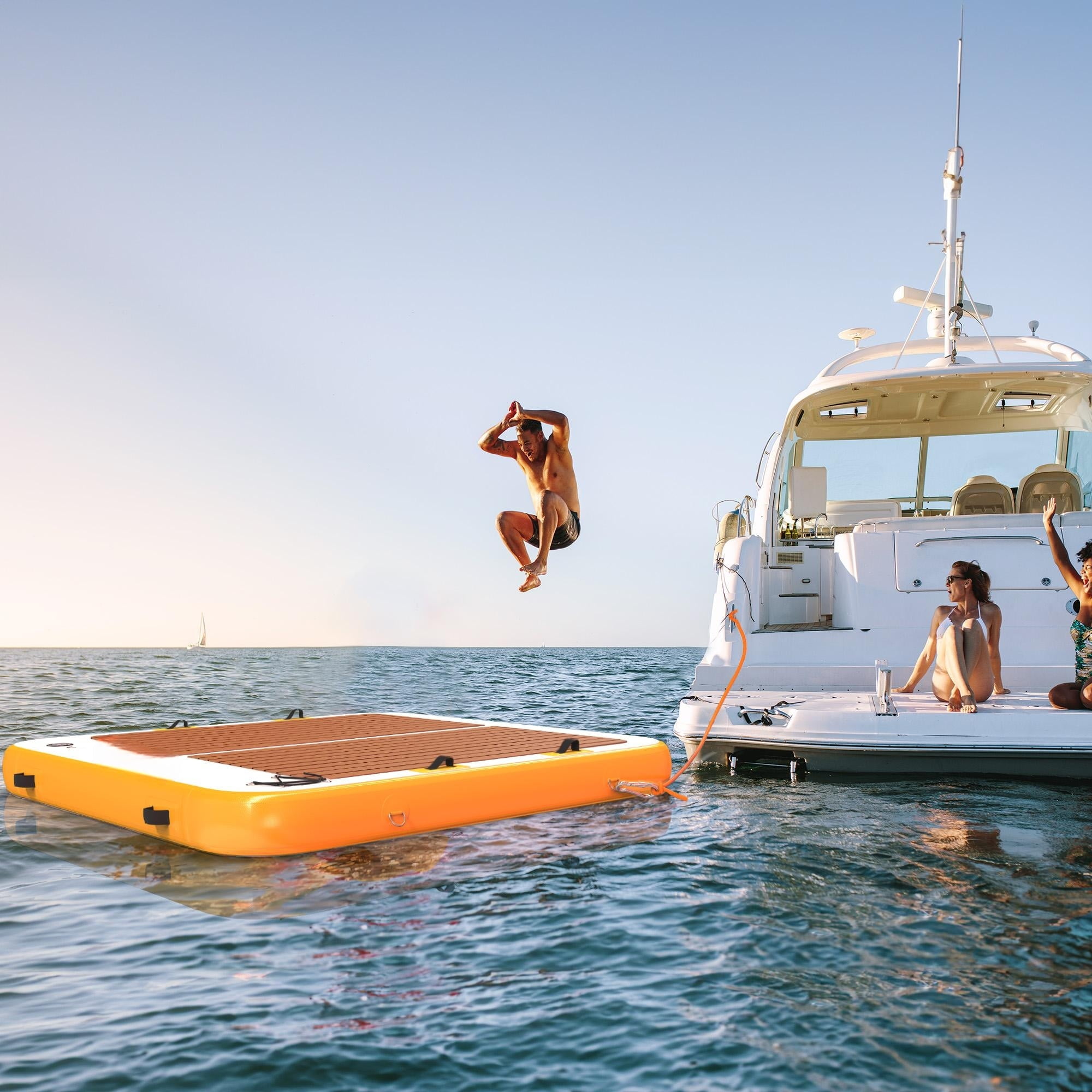 Dextrus Inflatable Dock Platform PVC Floating Dock 10 x 10 ft ,8-10 People Inflatable Dock Platform for Pool Beach Ocean