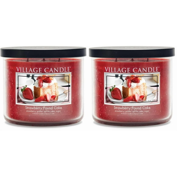Candle Village Candle, bizcocho de fresa, 400 ml, 2 unidades