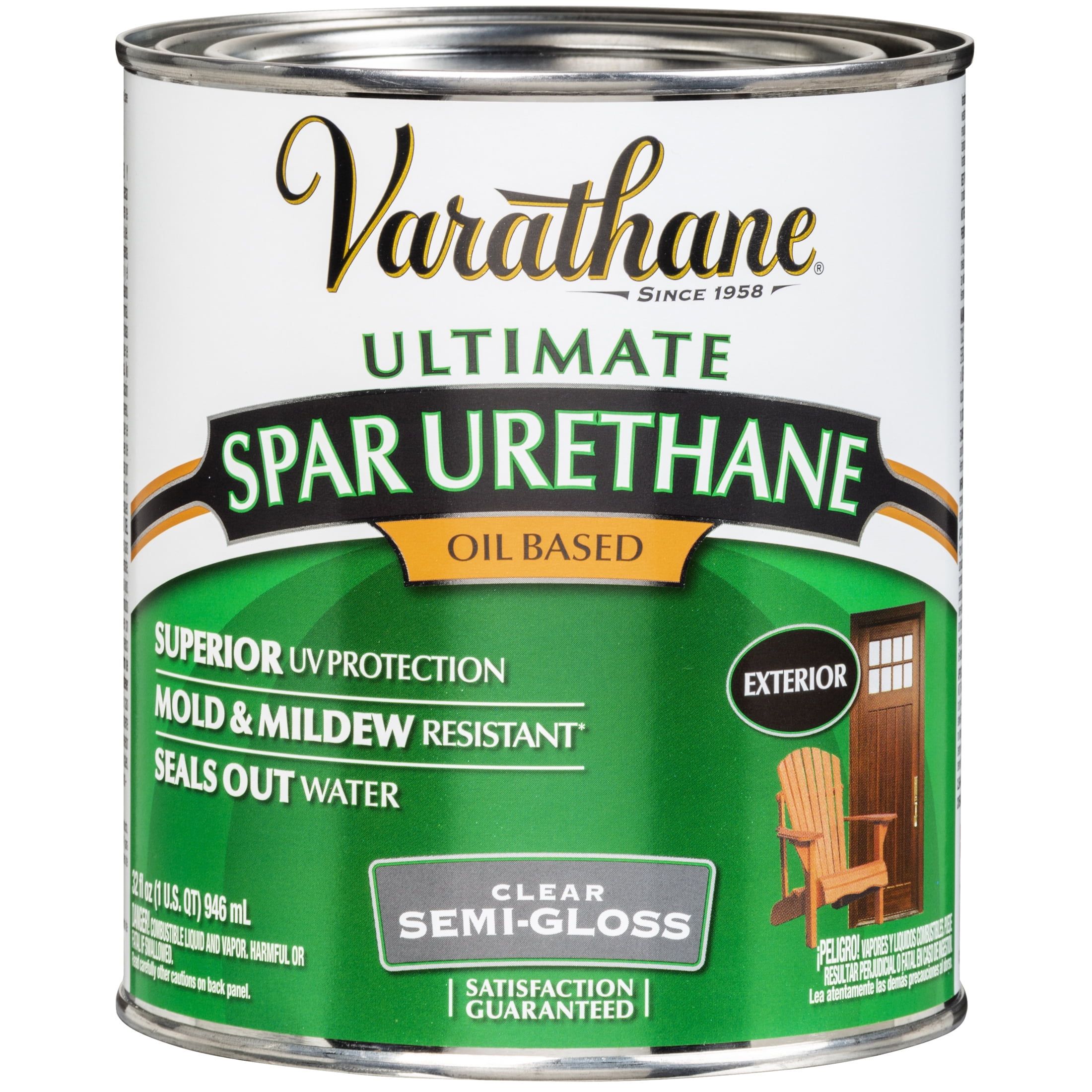 2 Pack, Clear, Varathane Exterior Semi-Gloss Wood Ultimate Spar Urethane Oil-Based- Quart