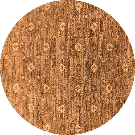 Ahgly Company Indoor Round Oriental Orange Industrial Area Rugs, 8' Round