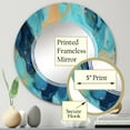 thumbnail image 3 of DESIGN ART Designart "Turquoise Luxury Abstract Fluid Art III" Abstract Modern Wall Mirror 24in.x24in., 3 of 4
