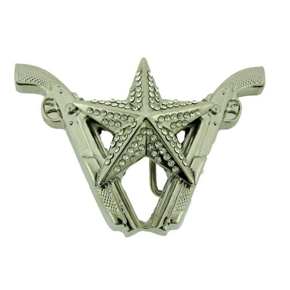 Bling Texas Lonestar Cowgirl Silver Rhinestones in Crossed Guns Belt Buckle Texas Stormtrooper Chief Cop Police Officer