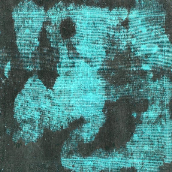 Ahgly Company Indoor Square Abstract Turquoise Blue Modern Area Rugs, 6' Square