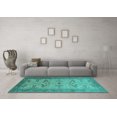 thumbnail image 3 of Ahgly Company Indoor Round Oriental Turquoise Blue Traditional Area Rugs, 3' Round, 3 of 4