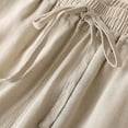 thumbnail image 4 of KALE Womens Linen Pants Palazzo Women Fashion Solid Color Cotton Flax Elastic Long Beach Leisure Trousers Women's Pants Beige, 4 of 8