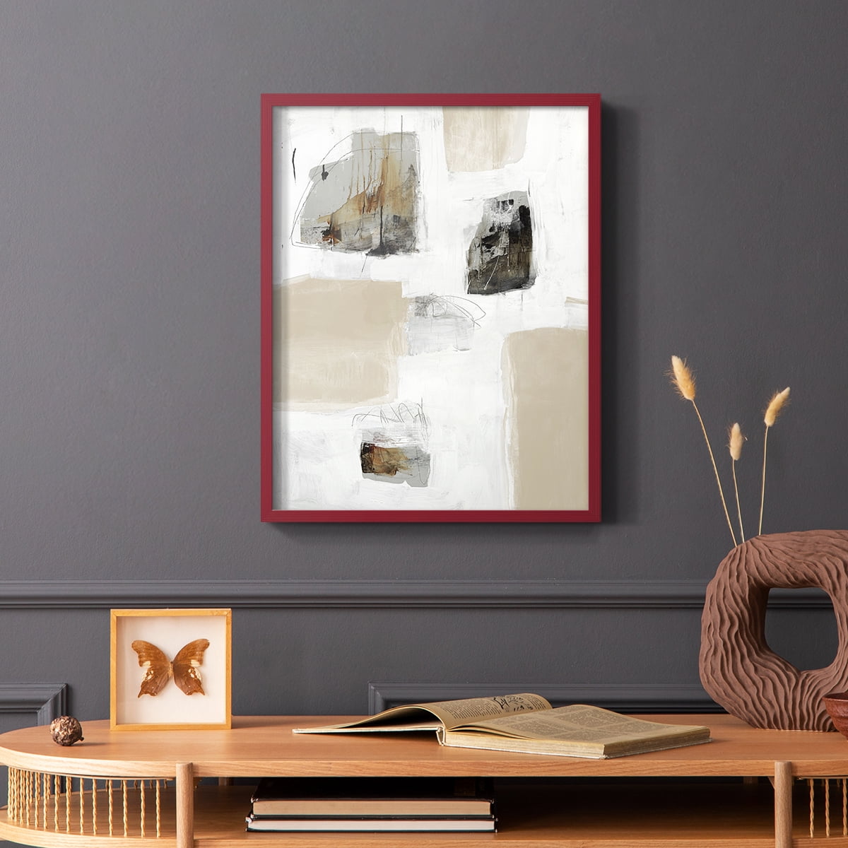 Watch from the Window II V30 Framed Print in Red Solid Wood 11 x 14 Framed Print