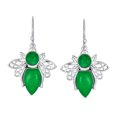 thumbnail image 2 of Bling Jewelry Womens Vintage 3D Insect Gemstone Jade Queen Bee Dangle Earrings Sterling Silver, 2 of 4