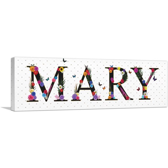 ARTCANVAS MARY Girls Name Room Decor Canvas Art Print - Size: 36" x 12" (1.50" Deep)