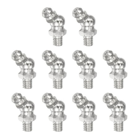 

Uxcell Nickel-Plated Iron 45 Degree Hydraulic Grease Fitting M6 x 1mm Thread 10 Pack