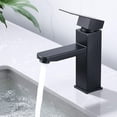 thumbnail image 1 of Grifo de baño negro mate, manija única de acero inoxidable con cartucho de cerámica, superficie a prueba de óxido para una apariencia de baño lujosa, 1 of 5