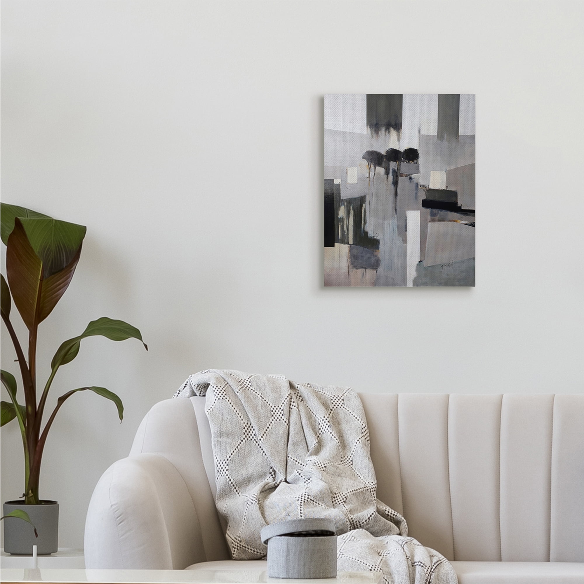 Stupell Industries Remain Standing Montel Abstract Shapes Grey Black,16 x 20,Designed by Fanou Montel