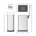 thumbnail image 5 of Qualiazero Kitchen Trash Can, 13.2 Gallon Stainless Steel Slim Step Garbage Bin with Soft Close Lid, Silver, 5 of 13