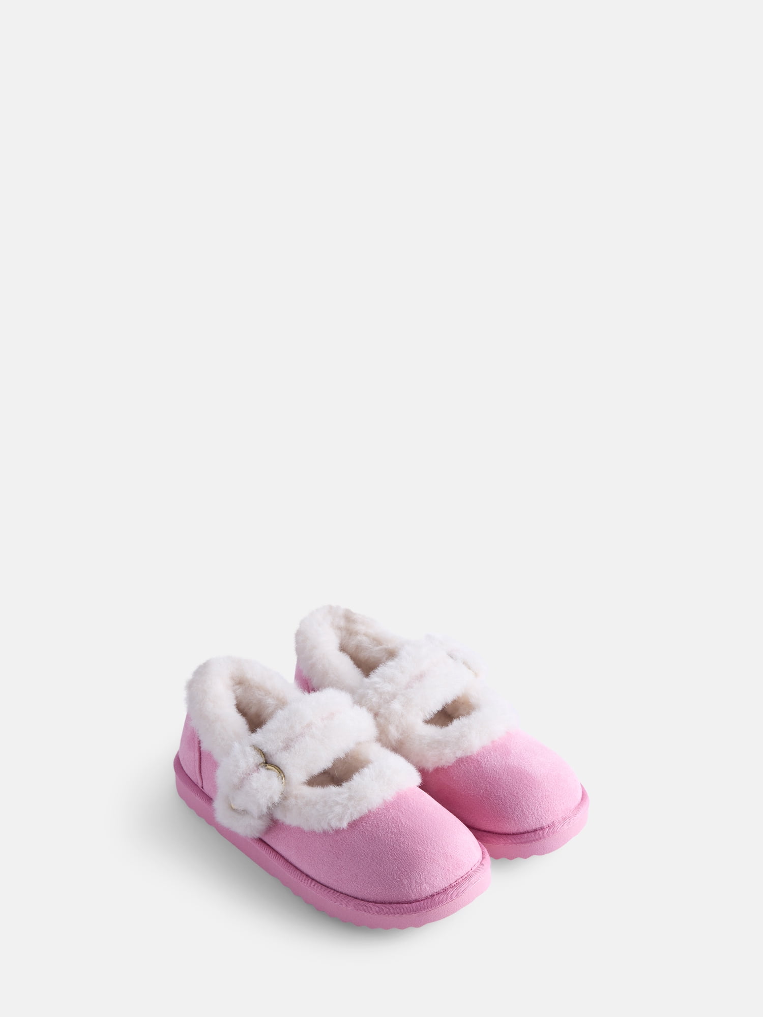 Wonder Nation Toddler, Little and Big Girls Faux Shearling Mary Jane Slippers