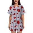 thumbnail image 1 of Fotbe Ladybug Conjunto de Pijama Estampado para Mujer, 2 Piezas, Ropa de Dormir con Camiseta de Manga Corta y Shorts Suaves-3X-Large, 1 of 6