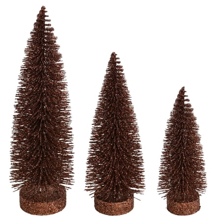 Vickerman 7 -9 -11 Chocolate Glitter Oval Pine Artificial Christmas Tree Set of 3