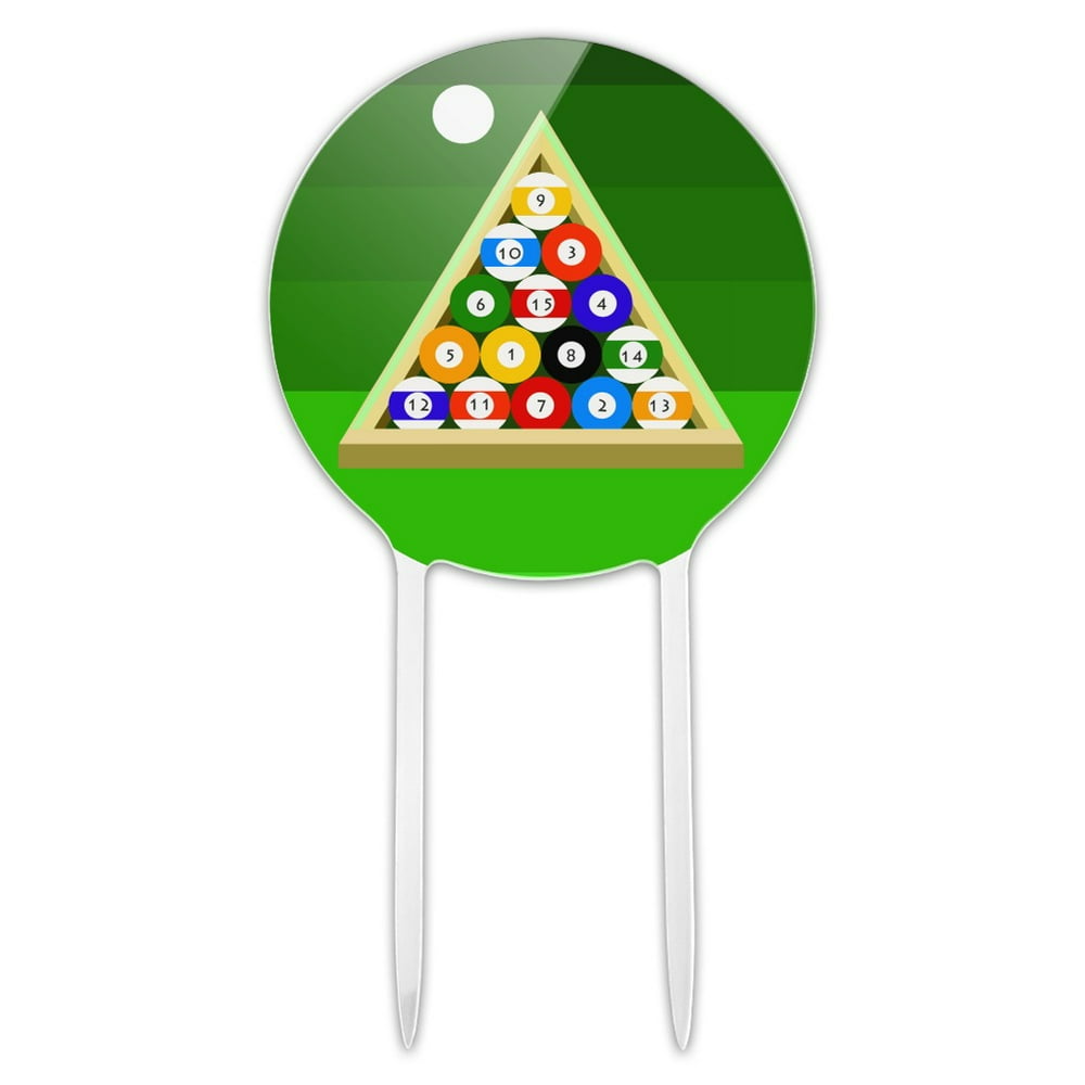Acrylic Billiard Balls and Triangle Pool Table Cake Topper Party