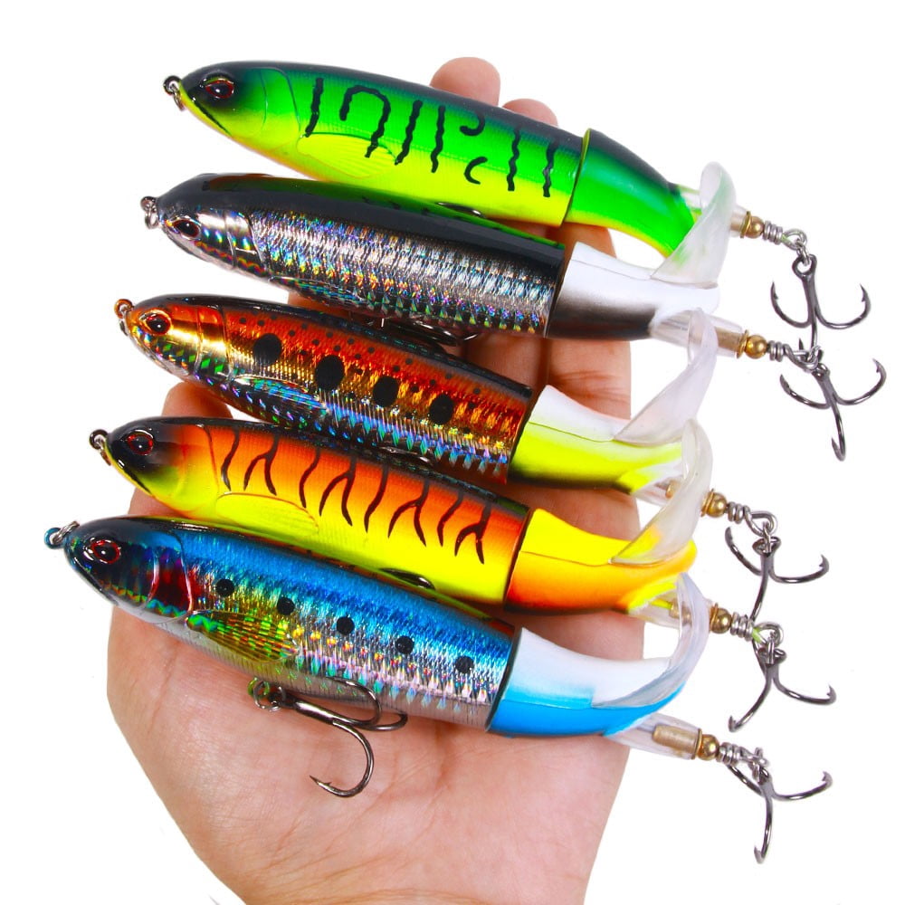 10x Whopper Plopper Topwater Floating Fishing Lures Rotating Tail for Bass 5.5"
