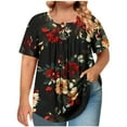 thumbnail image 2 of Xdegoge Womens Blouses Short Sleeve Plus Size Tops Fashion Printed Crew Neck Oversized T Shirt Loose Fit Tunic Summer Tops Casual Boho Tees Ropa Mujer Returns and Refunds Women's, 2 of 6