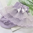 thumbnail image 3 of vastwit Kids Baby Girls Socks Toddler Ruffle Layered Lace Ankle Socks for Pageant Party Purple 6-12M, 3 of 4