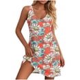thumbnail image 2 of Yteetum Summer Dreeses for Women Oversized V Neck Sleeveless A-Line Elegant Dresses Sundress Casual Printed Loose Fits Lightwieght Comfy Beach Vacation Dress, 2 of 6