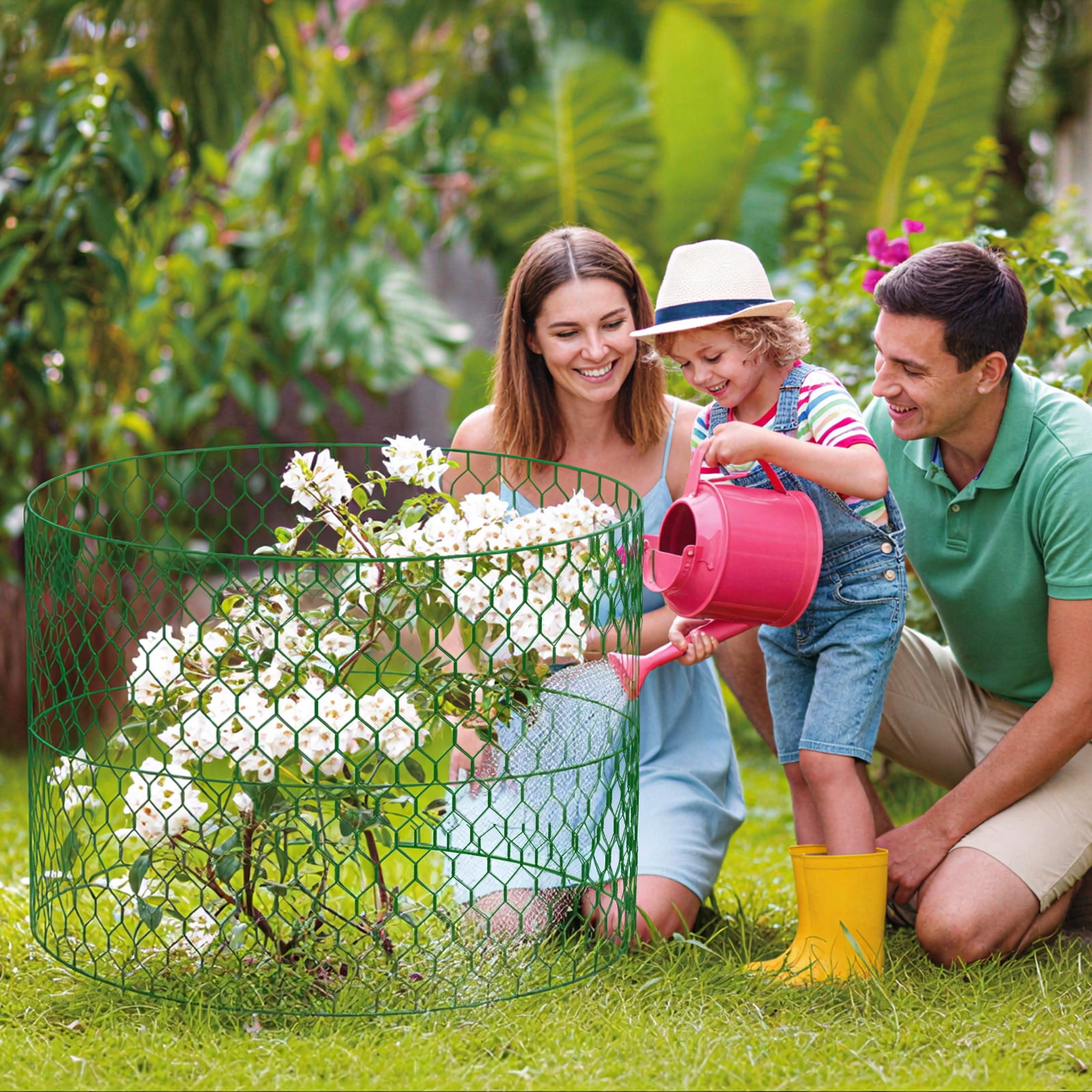 Green Chicken Wire Fencing, 15.7in(H) x 39.4 ft(L) Hexagonal Galvanized PVC Coated Netting Fence for Crafts, Poultry, Garden
